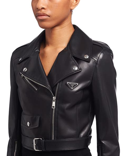 prada biker leather jacket|prada leather jacket women.